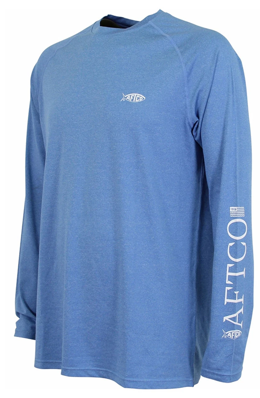Aftco Yurei Performance Long Sleeve Shirt - Nautical Blue Heather - L - Image 3