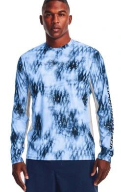 Under Armour Iso-Chill Shorebreak Camo Long Sleeve Shirt - Carolina Blue - M
